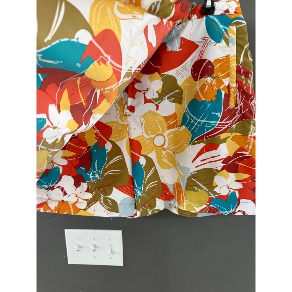 Aventura Clothing Sportif Womens Floral Skort Size 14 Tropical Orange Teal Mini - Picture 3 of 9